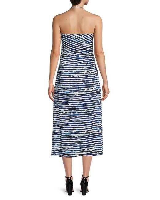 A.L.C. Blue A. L.C. Charlotte Striped Halterneck Midi-Dress