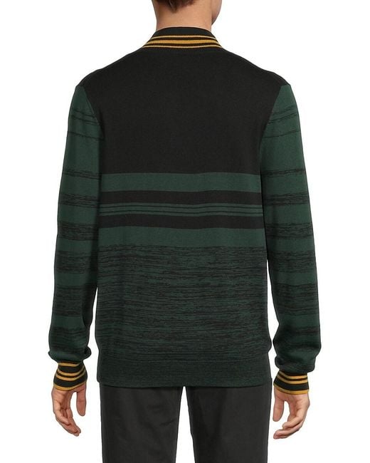 Paul Smith Green Tipped Wool Zip Cardigan for men