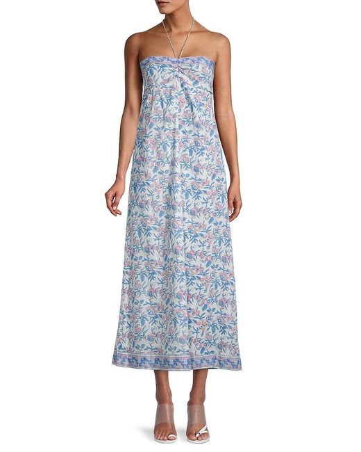 Saylor Topanga Floral-print Halterneck Dress in Blue - Lyst