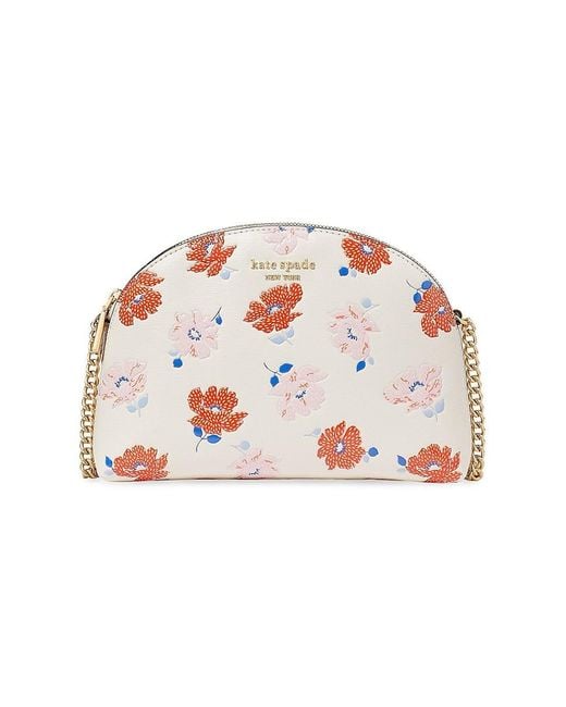 Kate Spade Red Morgan Dotty Floral Leather Crossbody Bag