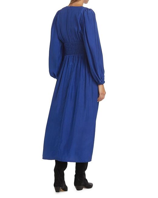 Sea Blue Fabiola Silk Ruched Maxi Dress