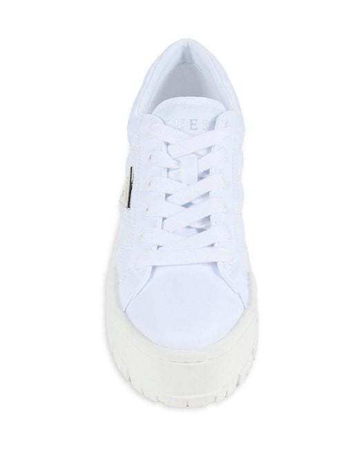 Guess White Tesie Lug Sole Platform Sneakers
