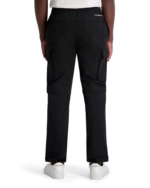 Karl Lagerfeld Black Drawstring Cargo Pants for men