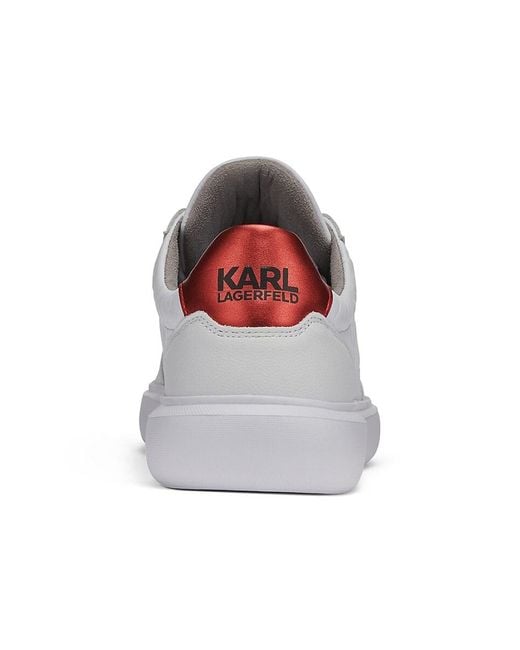 Karl Lagerfeld White 3D Logo Stamp Leather Sneakers for men