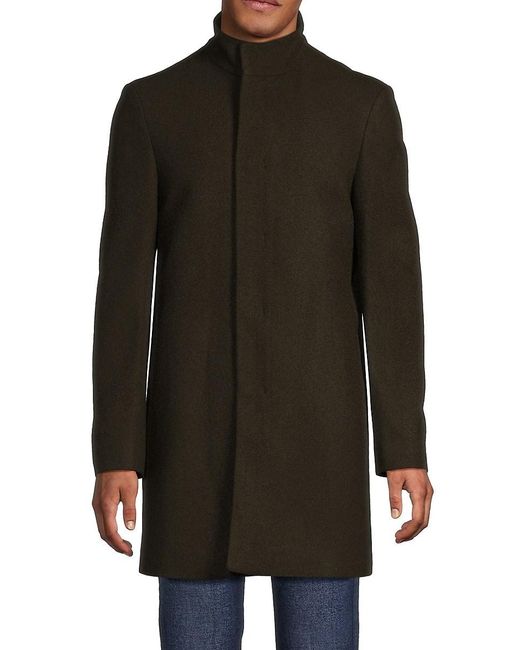 Calvin Klein Black Mixy Slim Fit Wool Blend Coat for men