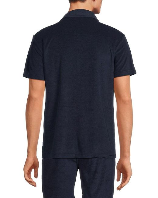 Vintage Summer Blue Solid Short Sleeve Shirt for men