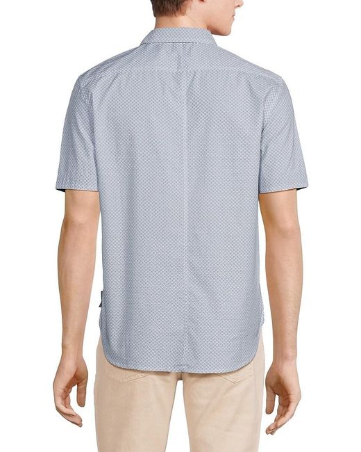 French Connection Blue 'Pattern Short Sleeve Shirt for men