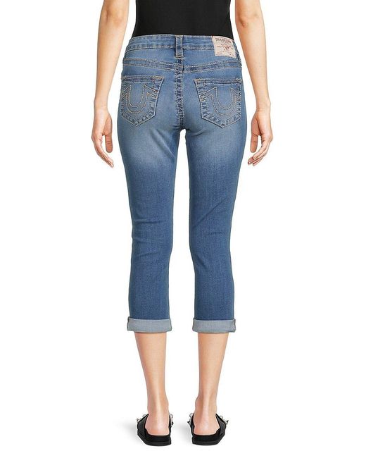 True Religion Jennie Whiskered Capri Jeans in Blue | Lyst