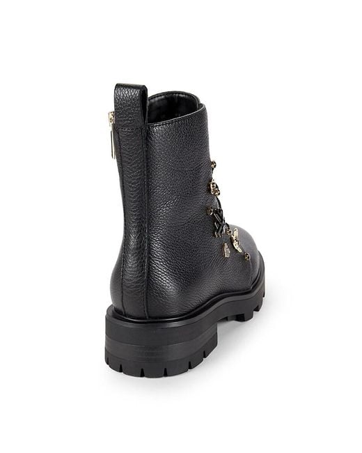 Karl Lagerfeld Black Makenzie Logo Charm Ankle Combat Boots
