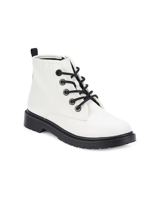 Steve Madden Kid's Glitter Laceup Boots in White Lyst
