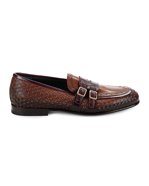 Jo Ghost Brown Leather Monk Strap Shoes for men