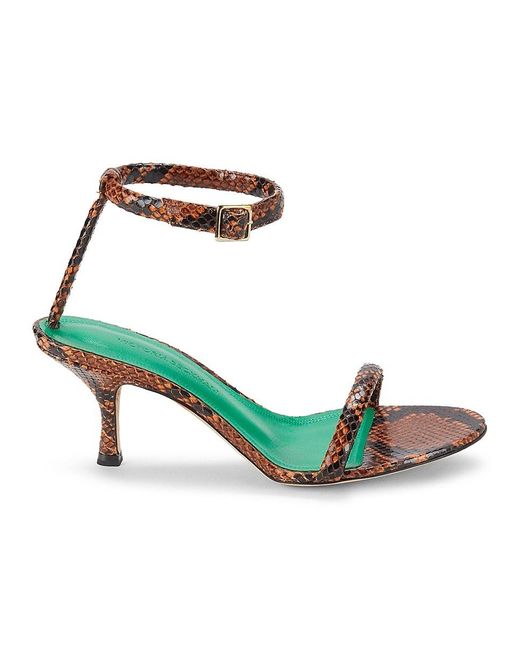 Victoria Beckham Green Python-print Goatskin Leather Heel Sandals
