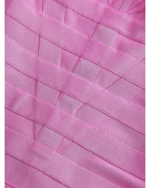 Hervé Léger Pink Bandage Sweetheart Bodycon Mini Dress