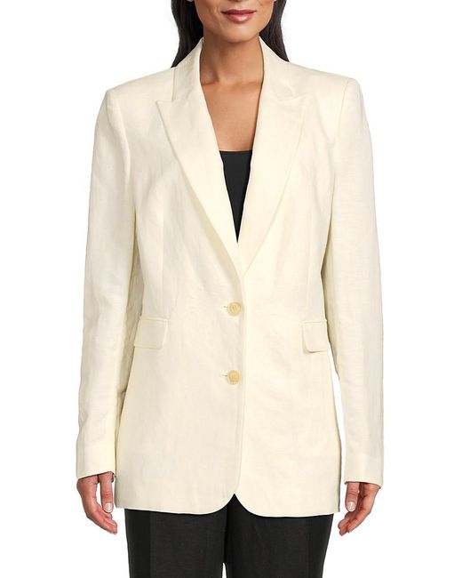 BCBGMAXAZRIA Linen Blend Notched Lapel Blazer in Natural Lyst Australia