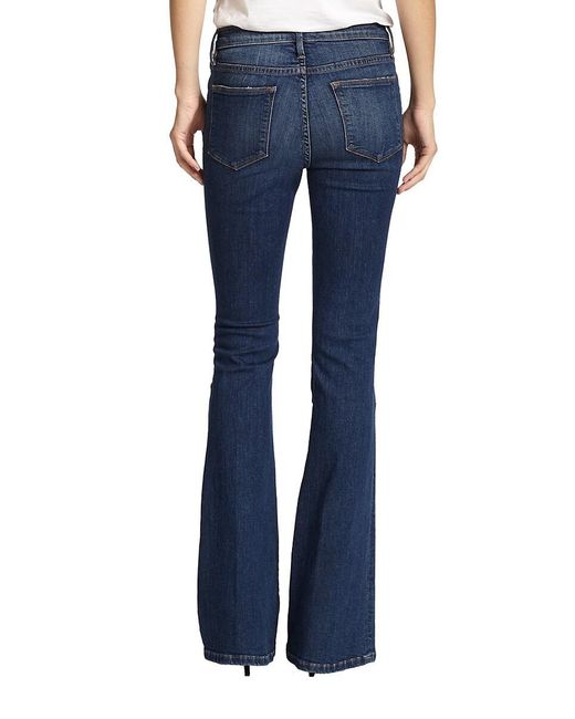 FRAME Blue Le High-rise Distressed Flared Jeans