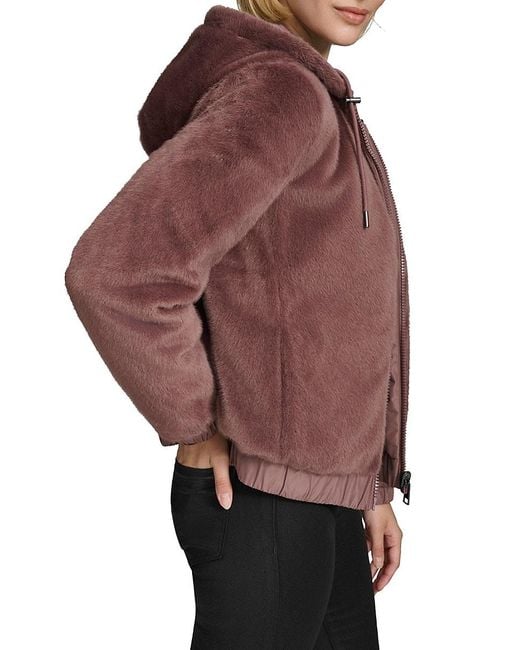 Andrew Marc Brown Dalby Faux Mink Reversible Hoodie