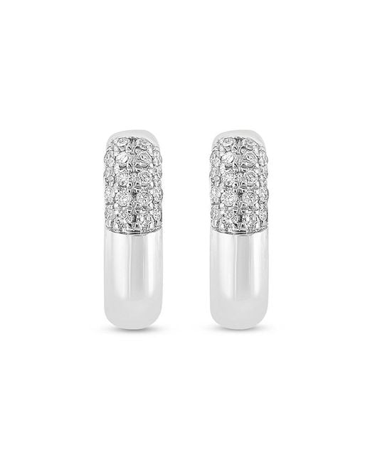 Effy 14k White Gold & 0.14 Tcw Diamond Huggie Earrings
