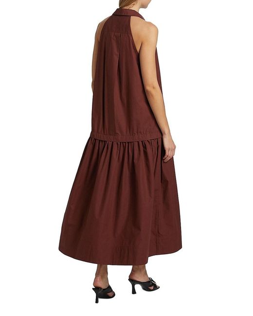 A.L.C. Brown A. L.C. Vera Cotton Drop-Waist Midi-Dress