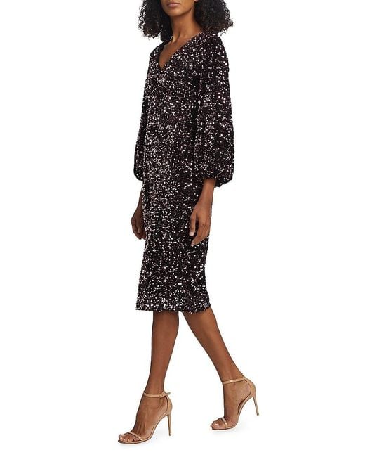 Tahari Black The Robin Sequined Midi-Dress