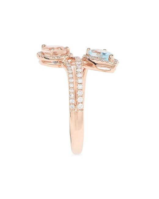 Effy Pink 14K, Aquamarine & Morganite Ring