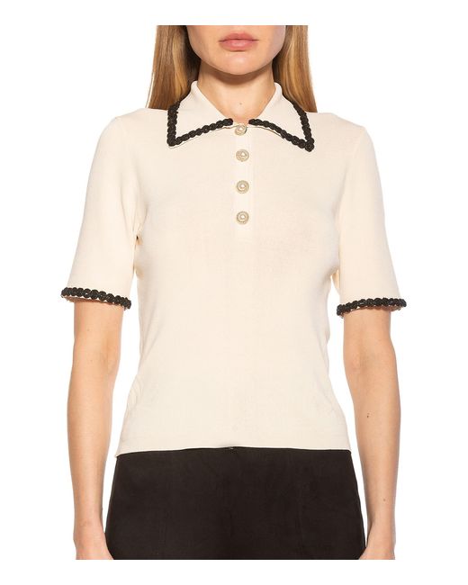 Alexia Admor Synthetic Brianna Collared Top in Ivory (Natural) | Lyst