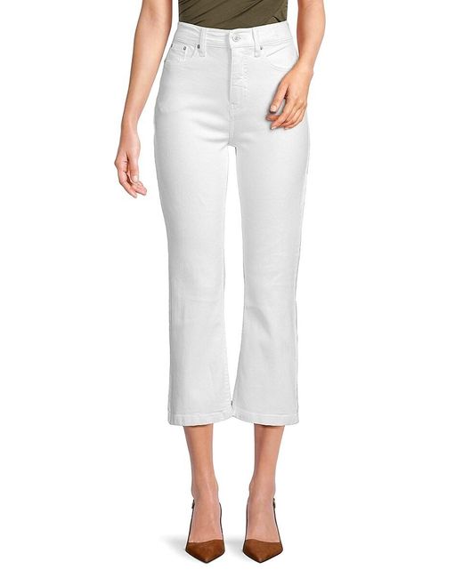 Calvin Klein White High Rise Bootcut Crop Jeans