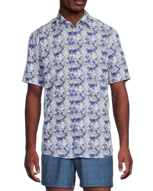 American Heritage Blue Palm-Print Performance Shirt for men