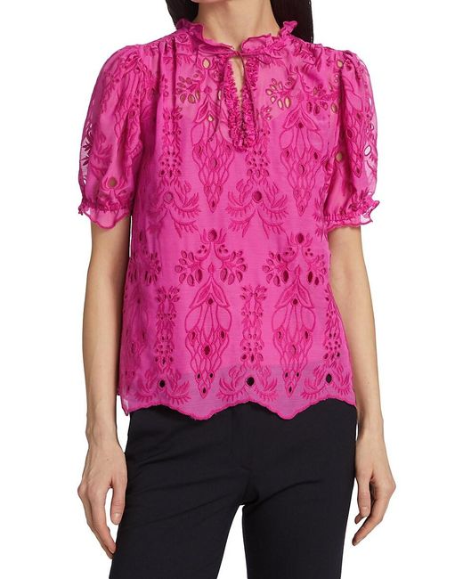 Generation Love Lara Embroidered Blouse in Pink | Lyst UK