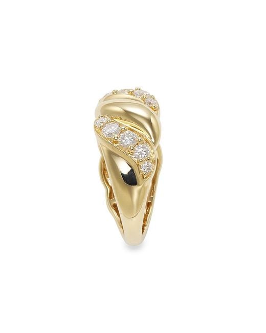 Saks Fifth Avenue Metallic Yellow Goldplated Silver & 0.95-1.11 Tcw Lab-grown Diamond Band Ring