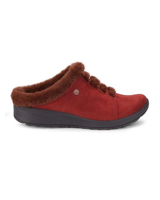 Bzees Golden Cozy Faux Fur & Microsuede Sneaker Mules in Red Lyst