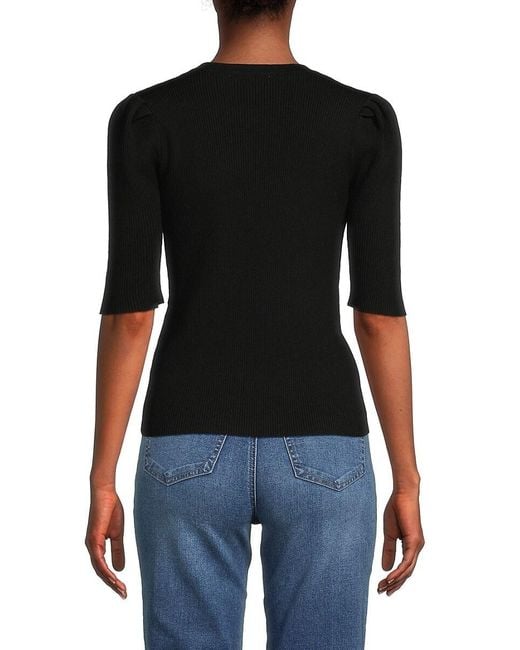 Nanette Lepore Blue Chain Ribbed Sweater