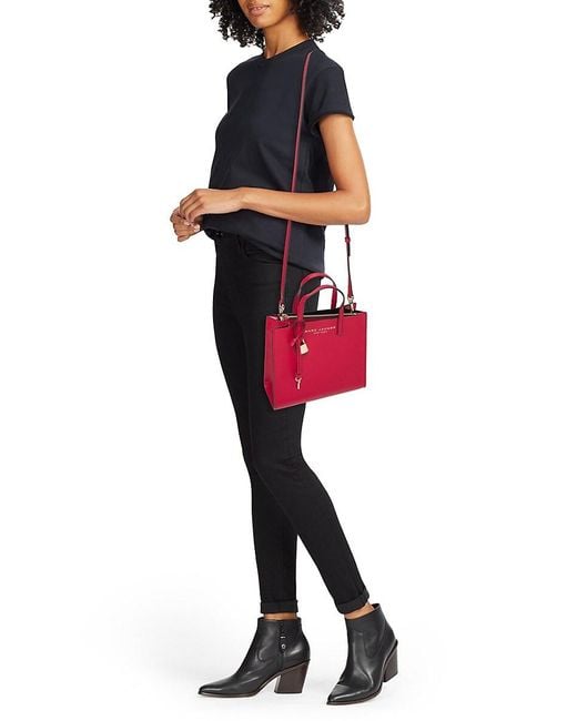 Marc Jacobs Red Mini Grind Leather Tote Bag