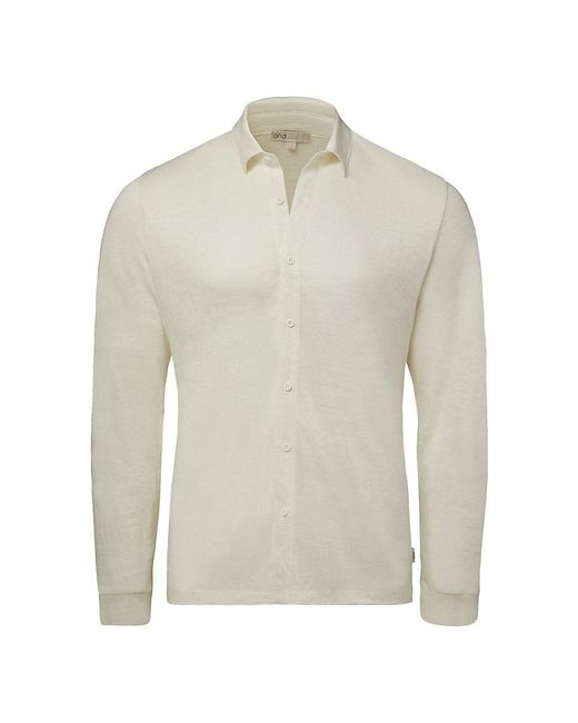 Onia White Dylan Striped Linen Shirt for men