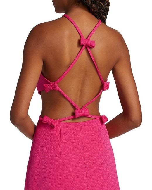 Alexis Pink Chella Bow Embellished Tweed Minidress