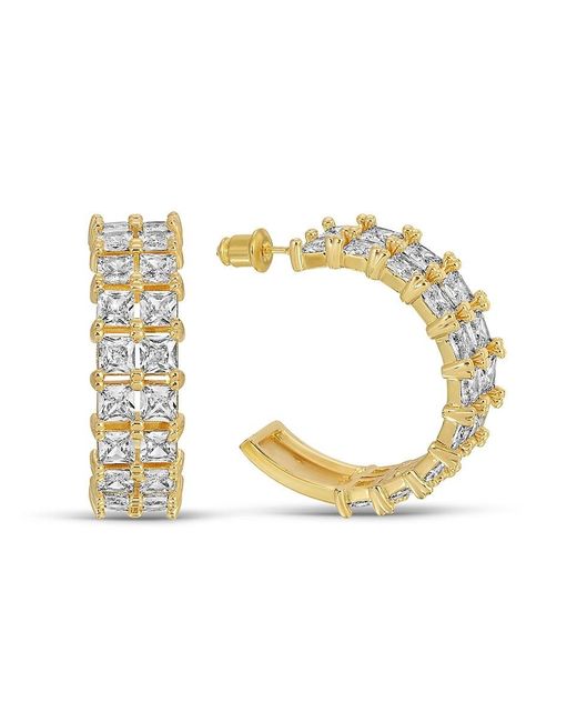 Eye Candy LA Metallic Golden Isla Goldtone & Cubic Zirconia Half Hoop Earrings