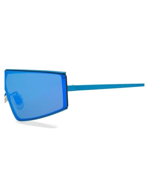 Balenciaga Blue 99mm Rectangle Sunglasses