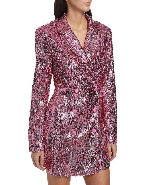 ROTATE BIRGER CHRISTENSEN Red Sequined Double-Breasted Blazer Minidress