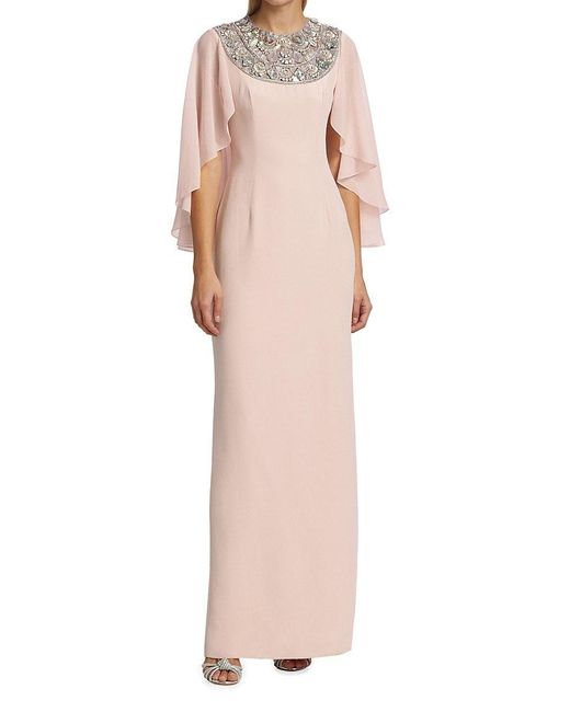 Jenny Packham Pink Cora Embellished Neck Gown