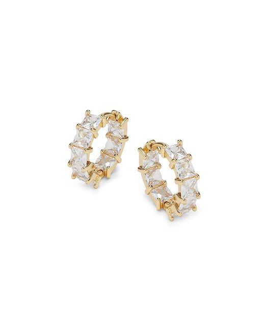 AREA STARS White Crystal Bloom 14K Dipped & Cubic Zirconia Huggie Earrings