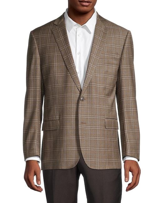 Brooks Brothers Plaid Regentfit Woolblend Blazer in Brown for Men Lyst