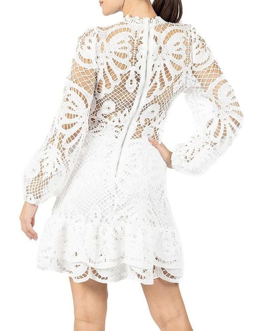 Akalia White Lace Mini A Line Dress
