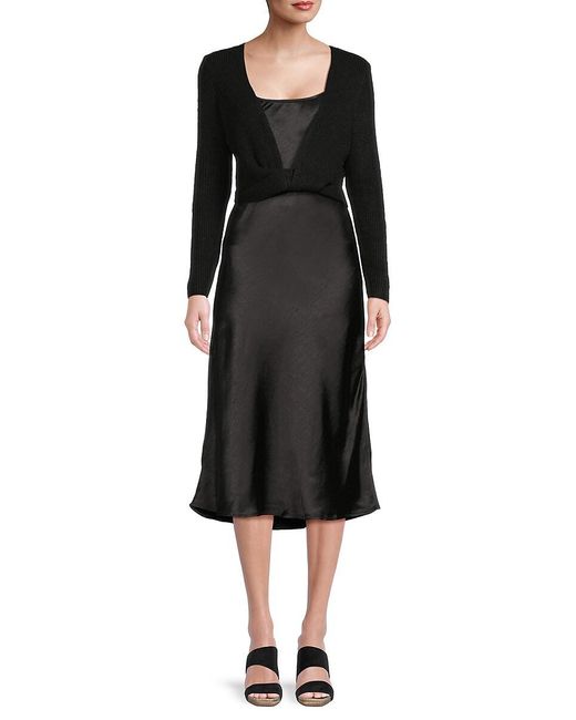 Design History White Nat 2-in-1 Sweater & Satin Slip Dress