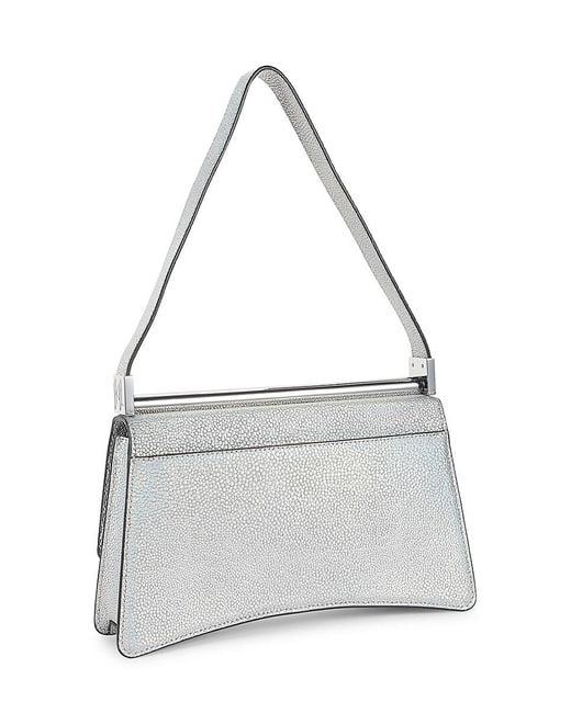 Karl Lagerfeld White Ikons Metallic Leather Shoulder Bag
