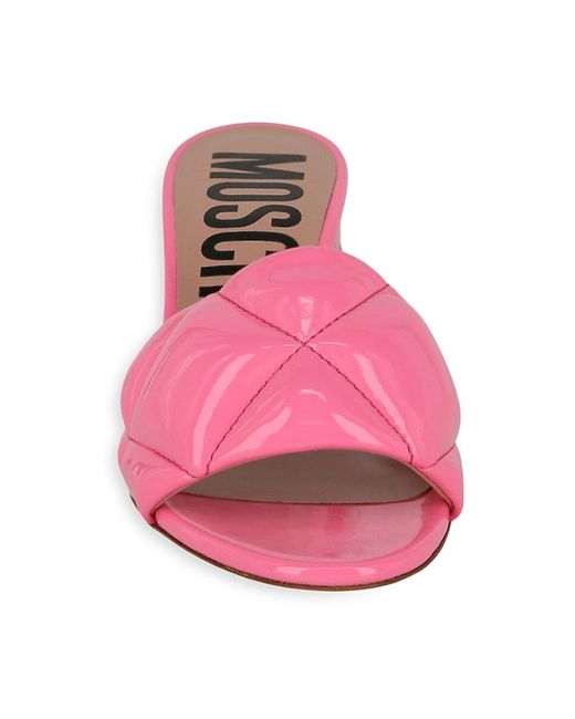 Moschino Pink Quilted Faux Patent Leather Sandals