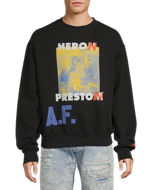 Heron Preston Black Drop-Shoulder Graphic Sweatshirt for men