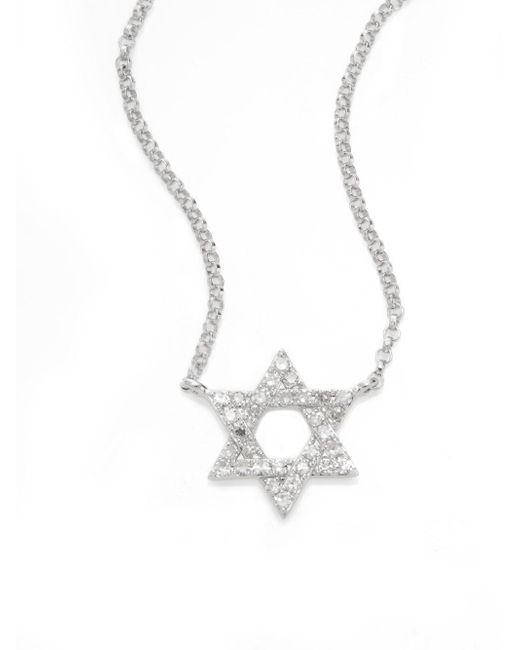 Lyst - Effy Diamond & 14k White Gold Star Of David Pendant ...