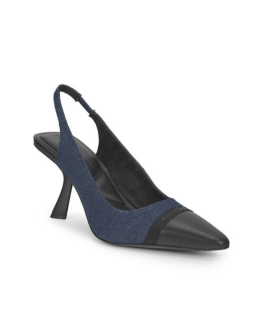 Karl Lagerfeld Blue Kinsely 75Mm Denim Slingback Pumps