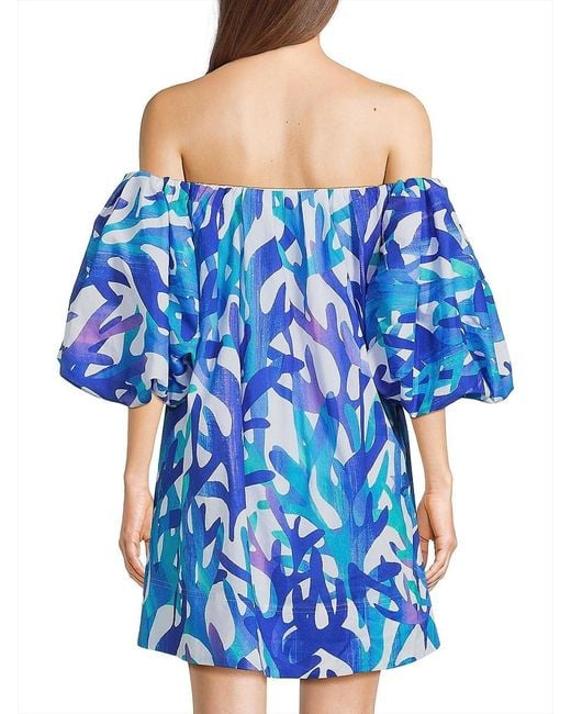 MILLY Blue Jamie Under The Sea Cotton Oversized Minidress