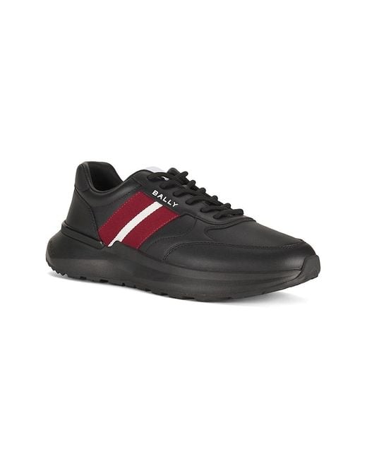 Bally Black Logo Leather Platform Sneakers for men