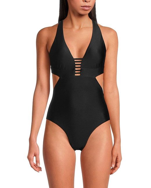 Red Carter Black Tie Back One-piece Swimsuit